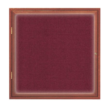 United Visual Products Single Door Slim Enclosed Radius EZ Tack Board, 42"x32", Satin/White UVRDS42EZ-WHITE-SATIN